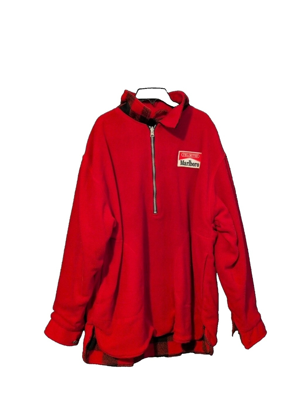Marlboro Unlimited Jacket Adult Large Reversible Half Zip Fleece Pullover Vtg